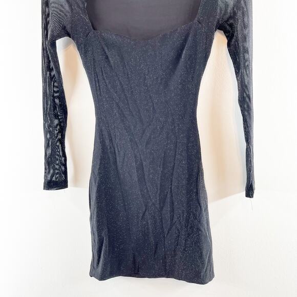 Hello Molly Bring Me To The Sky Long Sleeve Bodycon Mini Dress Metallic Black 2 - Picture 6 of 9